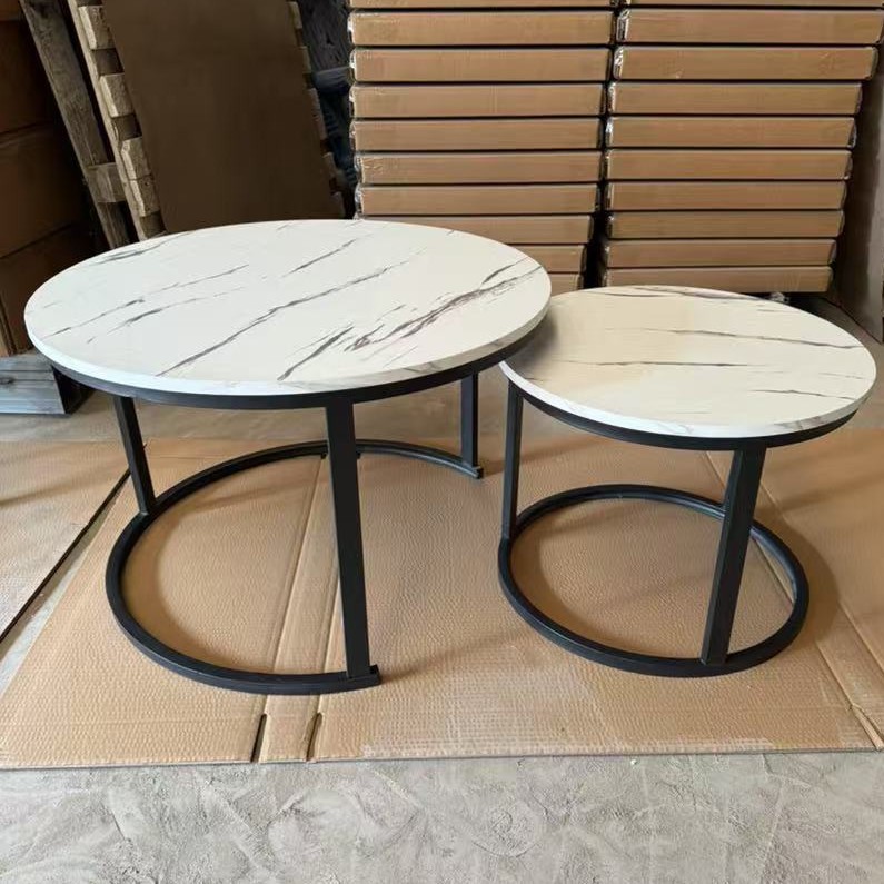 Mesa de centro Mesa de centro nórdica de alta calidad, mesa de centro de placa redonda de madera, sala de estar de estilo antiguo, mesa de centro de combinación minimalista italiana