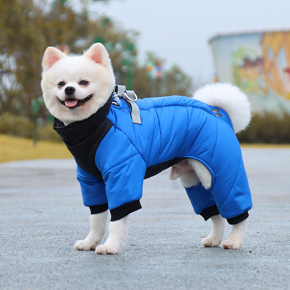 New Winter Solid Color Warm Windproof Dog Cotton Coat display picture 3