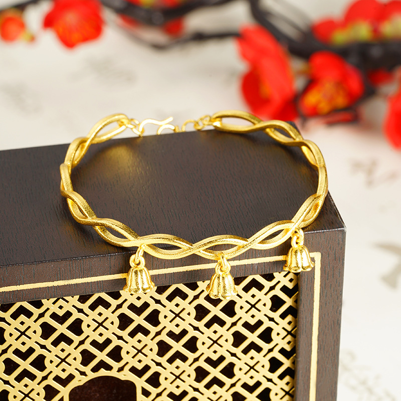 Brazalete de campanas de orquídeas de oro de Vietnam, mujer, alta sensación de lujo ligero, joyería temperamento, nuevos productos transfronterizos al por mayor