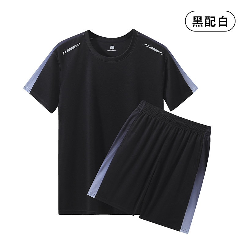 Traje deportivo de verano para hombres running fitness suelta ropa seca rápida camiseta de dos piezas manga corta pantalones cortos ropa de entrenamiento de fútbol