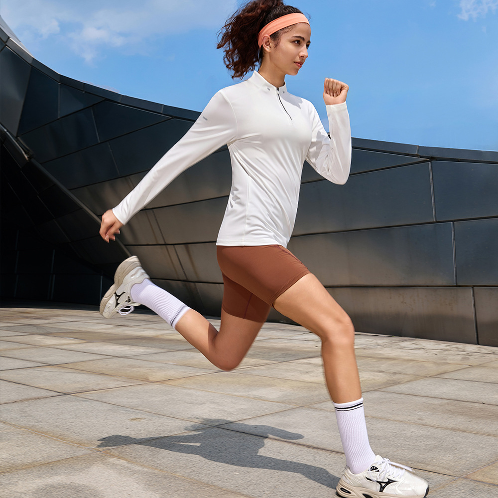 Ropa de secado rápido de hombre al aire libre de cuello medio cremallera camiseta de manga larga camiseta polo para correr ropa de entrenamiento de fitness casual