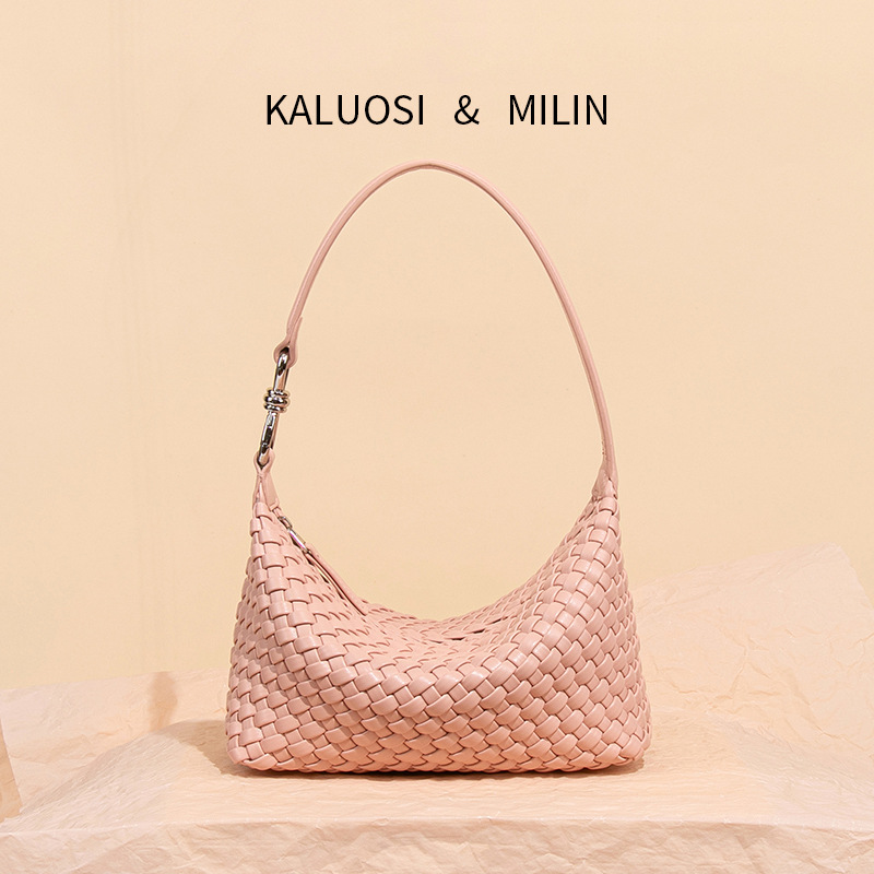 Original Design New Soft Leather Hand-Woven Dumpling Bag with a High-End Feel, Fashionable Underarm Croissant Bag, Single Shoulder Crossbody Bag