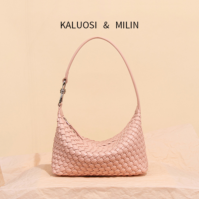 Original Design New Soft Leather Hand-Woven Dumpling Bag with a High-End Feel, Fashionable Underarm Croissant Bag, Single Shoulder Crossbody Bag