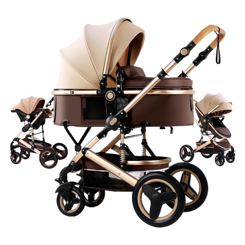 Fábrica al por mayor de alto paisaje de tres en uno cochecito de bebé asiento de seguridad cesta reclinable plegable cochecito de bebé