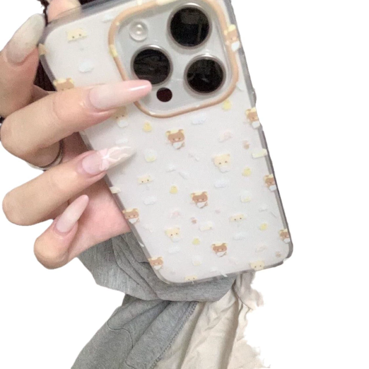 Чехол для Apple iPhone 11–16, двухслойная защита от падений, рисунок Rilakkuma