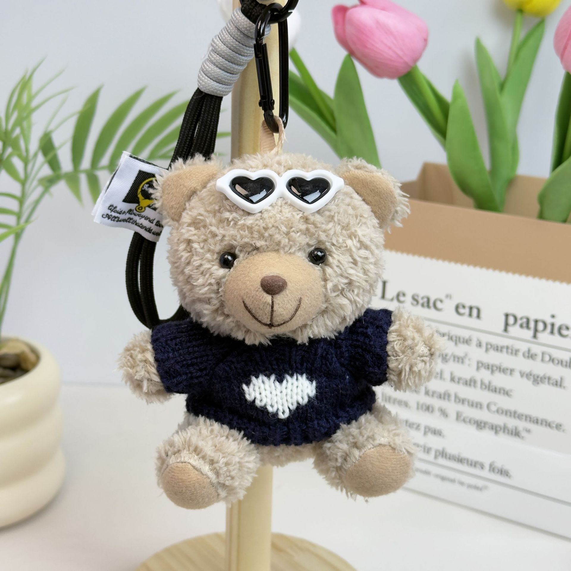 Suéter Teddy Bear Keychain bolsas colgantes muñecas de peluche creativas lindas gafas piloto Teddy Bear