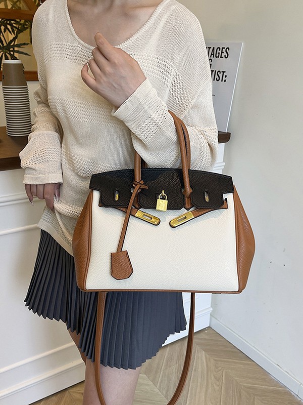 Bolso Kelly de platino portátil de alta calidad, estilo explosivo transfronterizo para mujer, bolso de color de contraste de moda, bolso de mensajero de viaje de gran capacidad