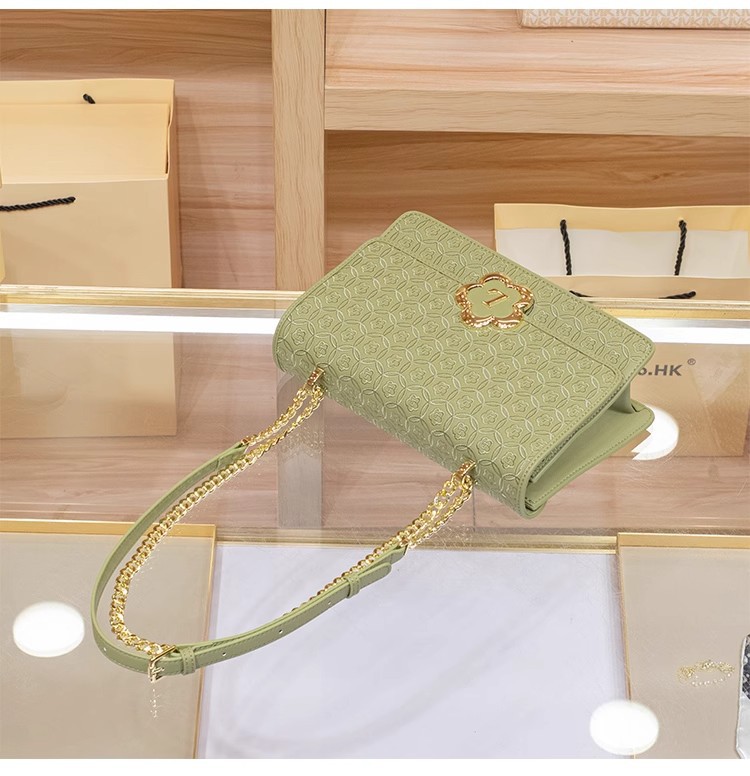 Túi đeo chéo da thật Hong Kong cao cấp kiểu dáng thanh lịch, màu đỏ dự tiệc — Màu đỏ, Màu xanh lục nhạt, Màu kaki chi tiết 6