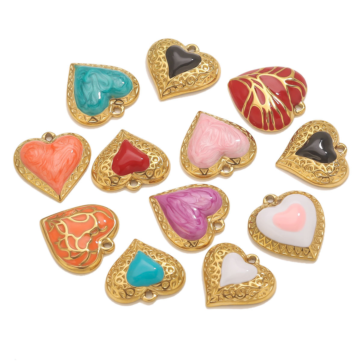Pendant Classification 1 Piece 304 Stainless Steel PVD Coated Real Gold Plated Heart Shape Pendant Pendant