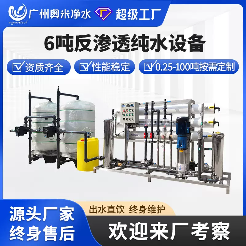 6吨反渗透设备RO大型工业水处理设备商用净水器直饮水机全自动0.5