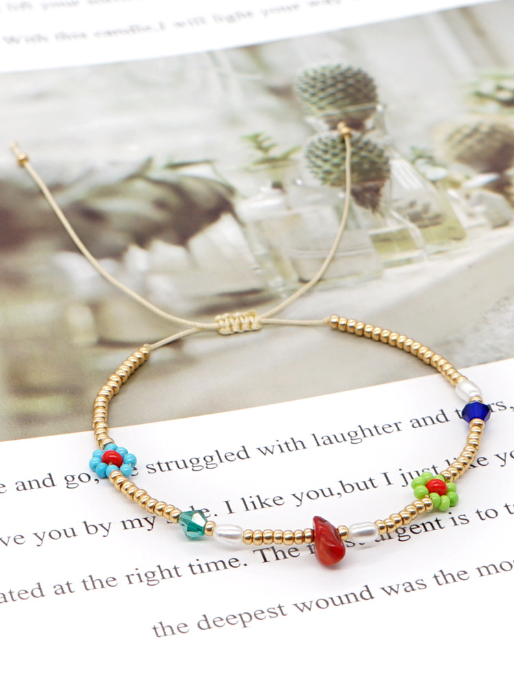 Bohemian Flower natural stone Glass Beaded Pearl Womenu0027S Bracelets 1 Piece