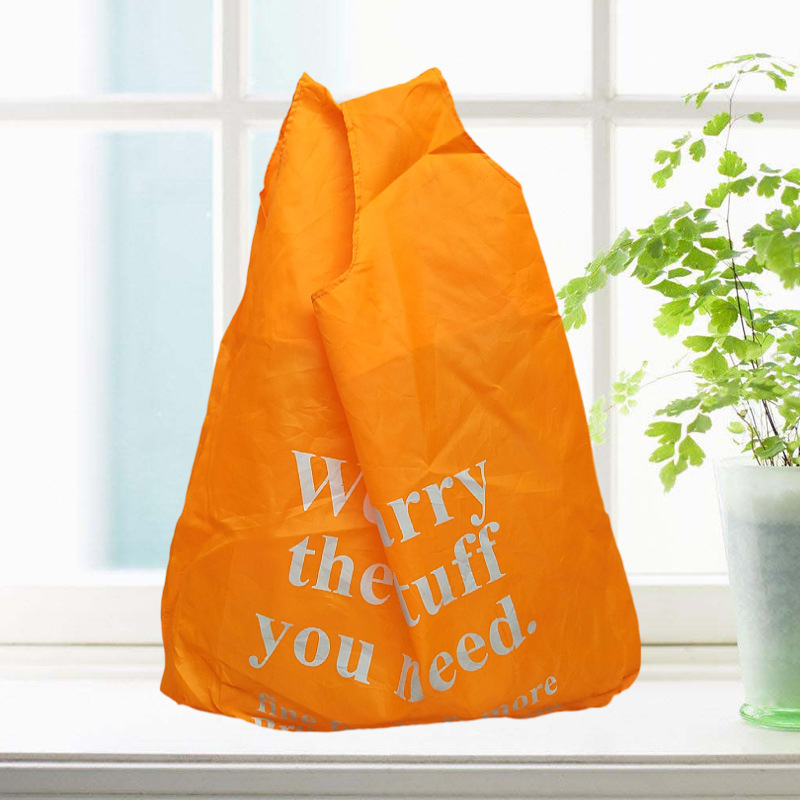 厂家直销牛津布折叠手提袋 背心袋款式雨伞布购物袋供应 可印LOGO