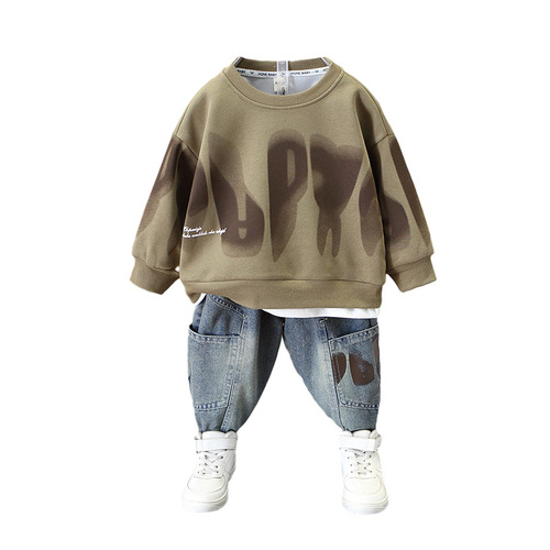 Boys Spring Fashion Vlogger Stylish Set 2024 New Children's Ocean Fashion Sporty Trendy Spring and Autumn Clothes for Little Boys