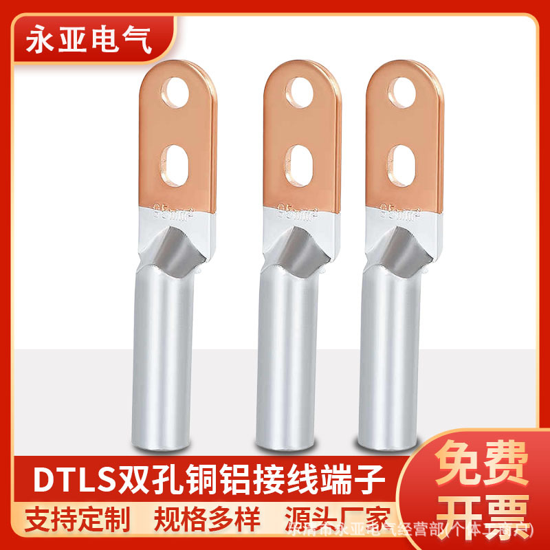 DTLS双孔铜铝鼻铜铝过渡线鼻子国标两眼接线端子摩擦焊接铜铝线耳