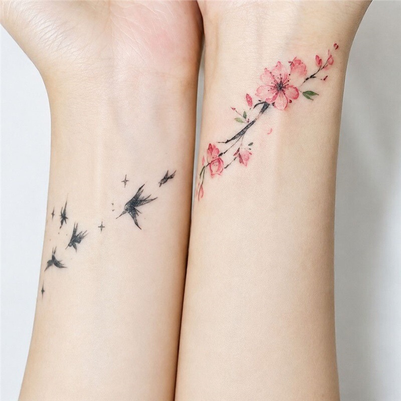 Peach Blossom and Swallow Colorful Tattoo Stickers Waterproof and Long-lasting Sexy Hot Girl Wrist Decoration Couple High Aesthetic Photo Stickers Peach Blossom and Swallow Colorful Tattoo Stickers Waterproof and Long-lasting Sexy Hot Girl Wrist Decoration Couple High Aesthetic Photo Stickers
