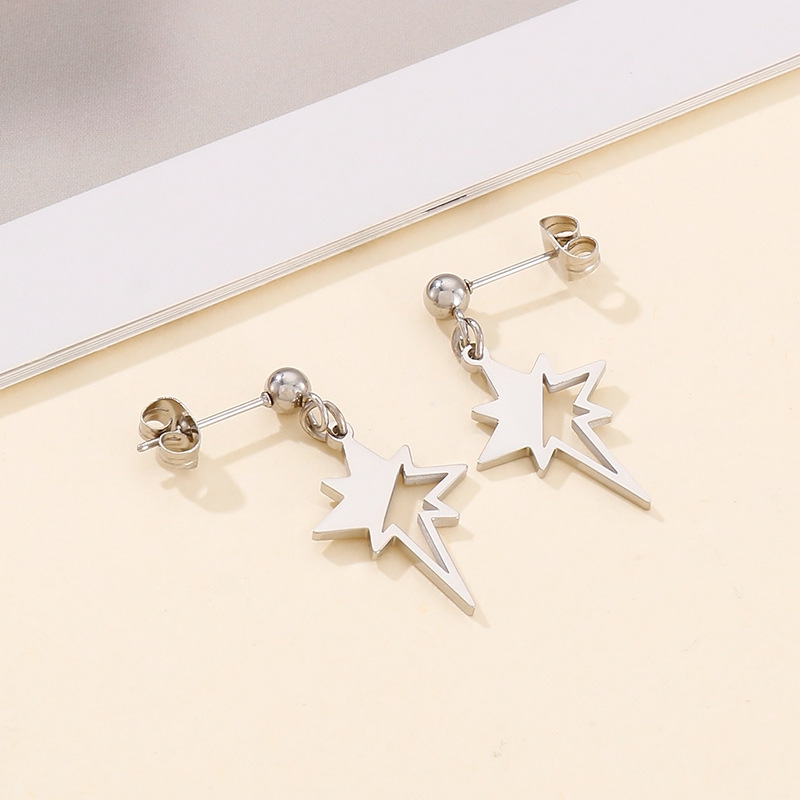 Earrings, Necklace Classification PVD Coated 18K Gold Plated Lightning Stainless Steel Fashion Waterproof Non Tarnish Earrings Necklace