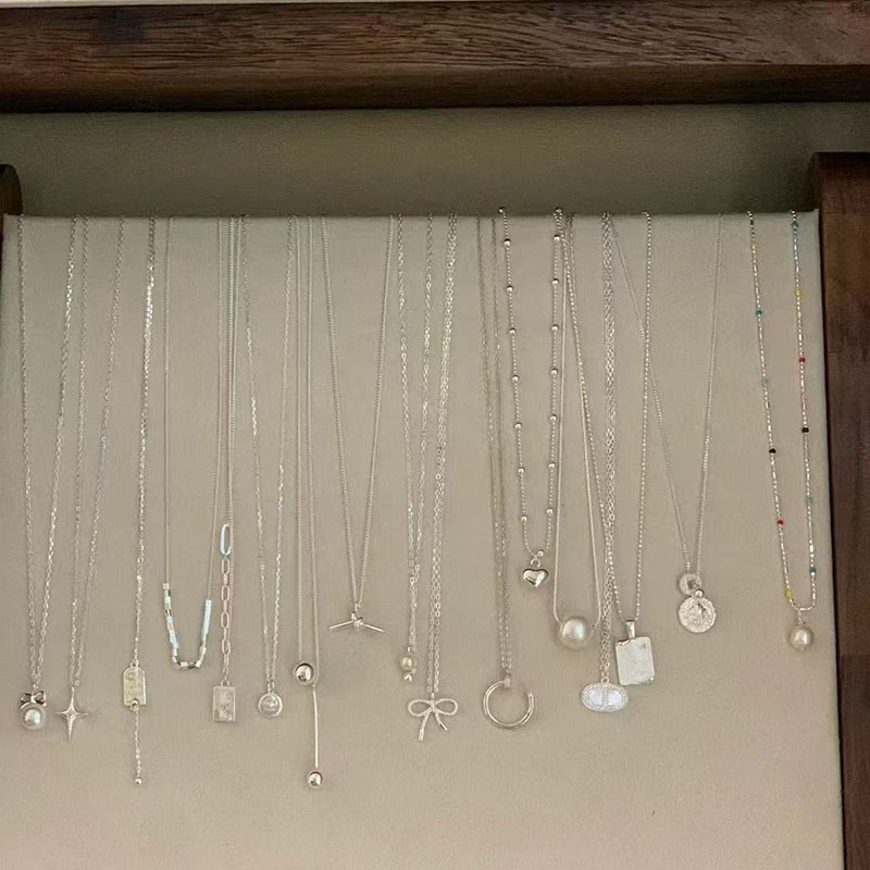 S925 Silver Pearl Necklace Women's Niche Design Fashionable Elegant Elegant Non-Fading Stacked Clavicle Chain Accessories Wholesale