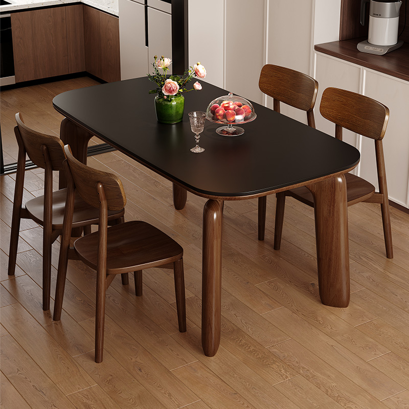 2025 New Solid Wood Dining Table and Chair Combination for Home Small Apartment Rectangular Solid Wood Dining Table French Retro Style