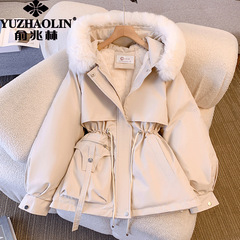 加绒加厚加大码派克服女可拆卸毛领新款宽松棉服冬季外套女潮