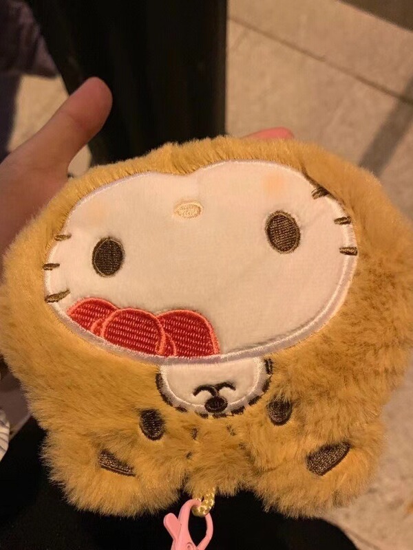 Hello Kitty Cat Fur Card Holder Card Holder New Coin Purse Halter Cute Cartoon Small Bag Hello Kitty