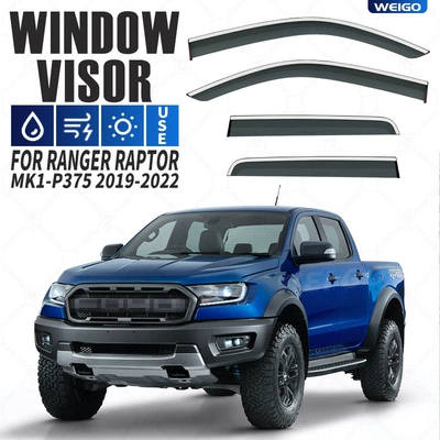 Suitable for Ford Ranger Raptor Window visor Ranger Raptor Rain and Rain shield (Rain shield) - standard-packaging-without-logo-ranger-raptor-ranger-raptor-mk1-p375-2019-2022-pc-silver-bright-strip-rain-shield