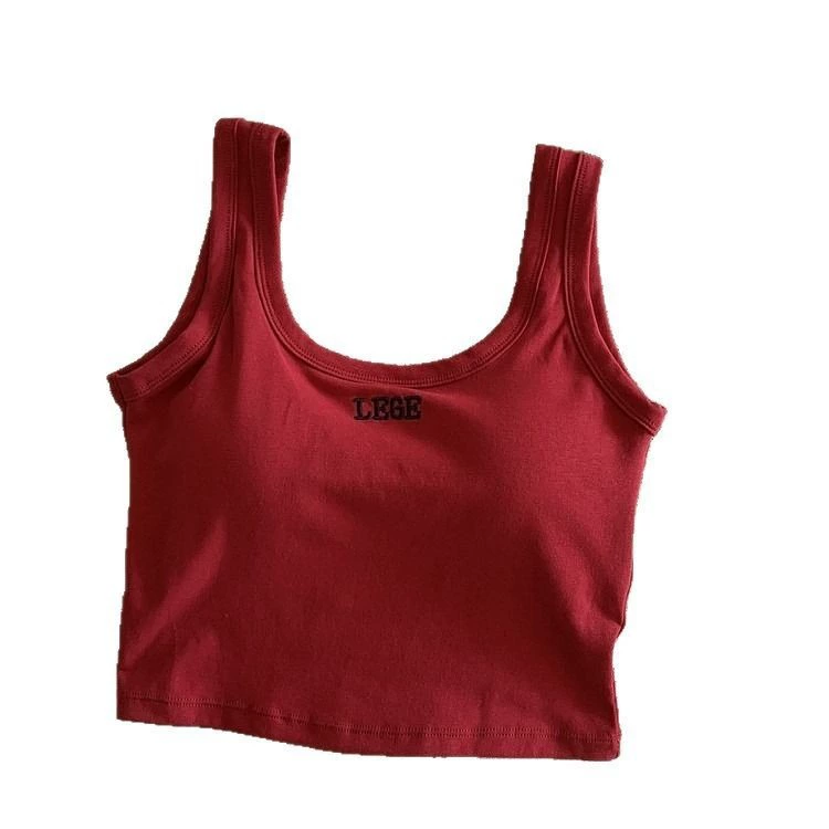 Хлопковая сексуальная майка с чашечками, slim fit, красивая спинка, с вышивкой, открытая спина
