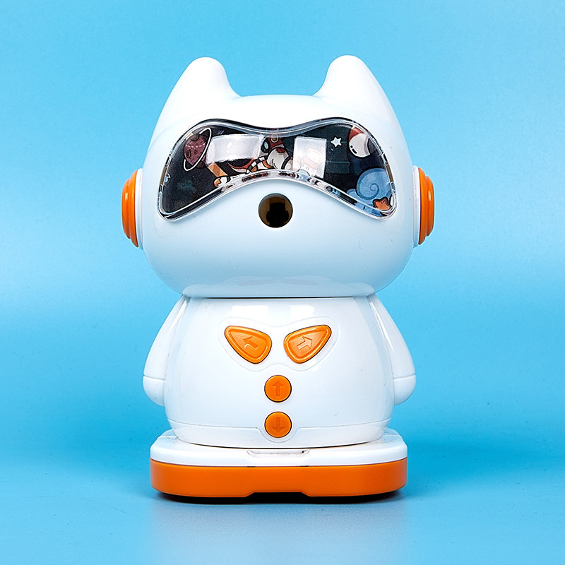 Gezhi feliz 7932 Mech Guerrero Sacapuntas de lápiz de dibujos animados doble lápiz de retención automática sacapuntas