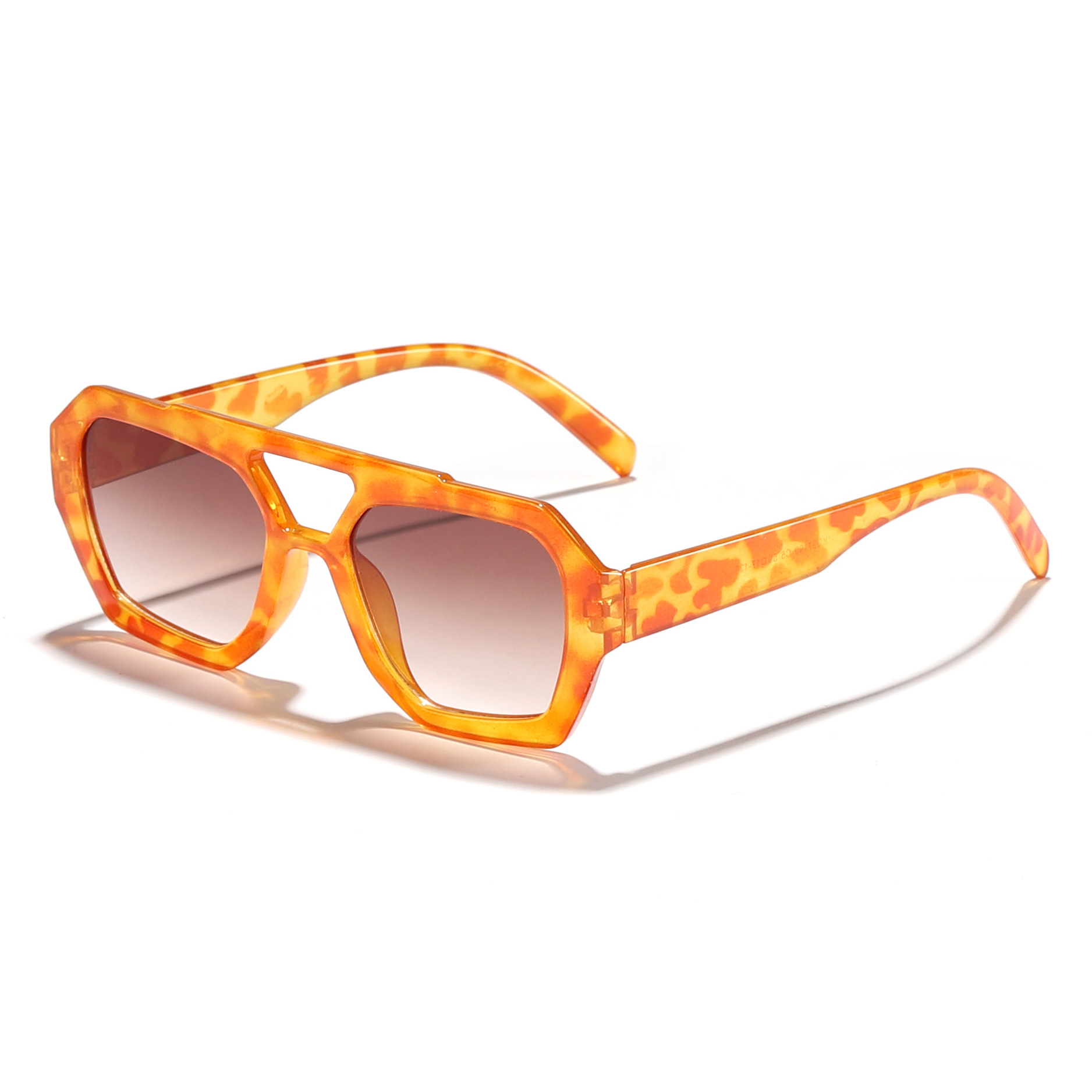 2024 nuevas gafas de sol irregulares de doble viga europeas y americanas transfronterizas para mujer, gafas de sol de tendencia de celebridades de Internet bohemia retro