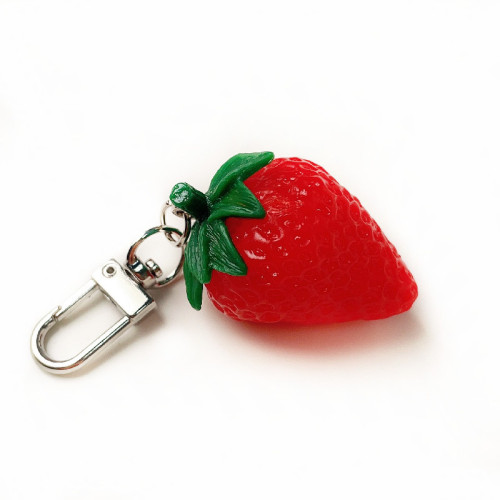 Creative cute food keychain fruit strawberry kiwi bayberry orange green tea Internet celebrity school bag pendant accessories