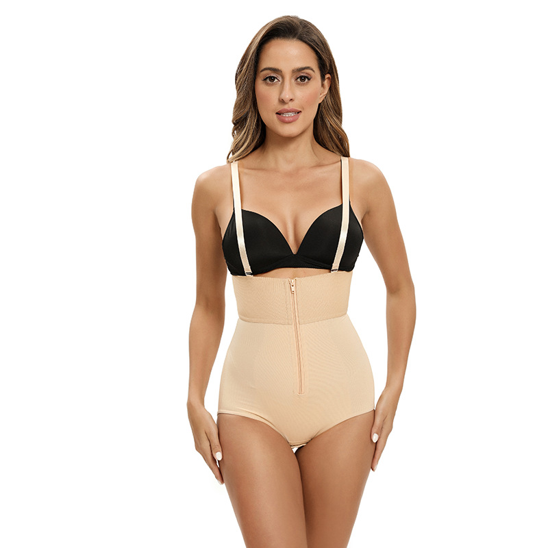 Europa y los Estados Unidos unidos nuevos cinturón de cintura con cremallera media frente pantalones de cuerpo plástico