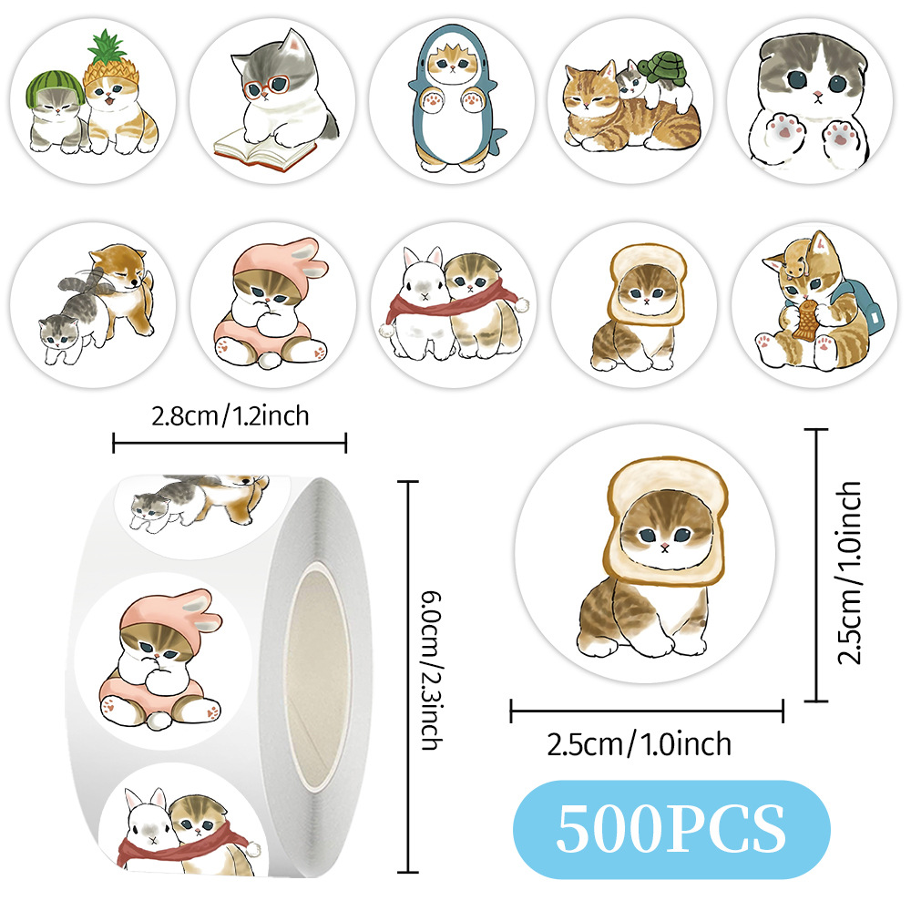 Cien tipos de dibujos animados pegatinas de animales rollo de recompensas para niños materiales didiy papelería cuaderno cinta adhesiva decoración