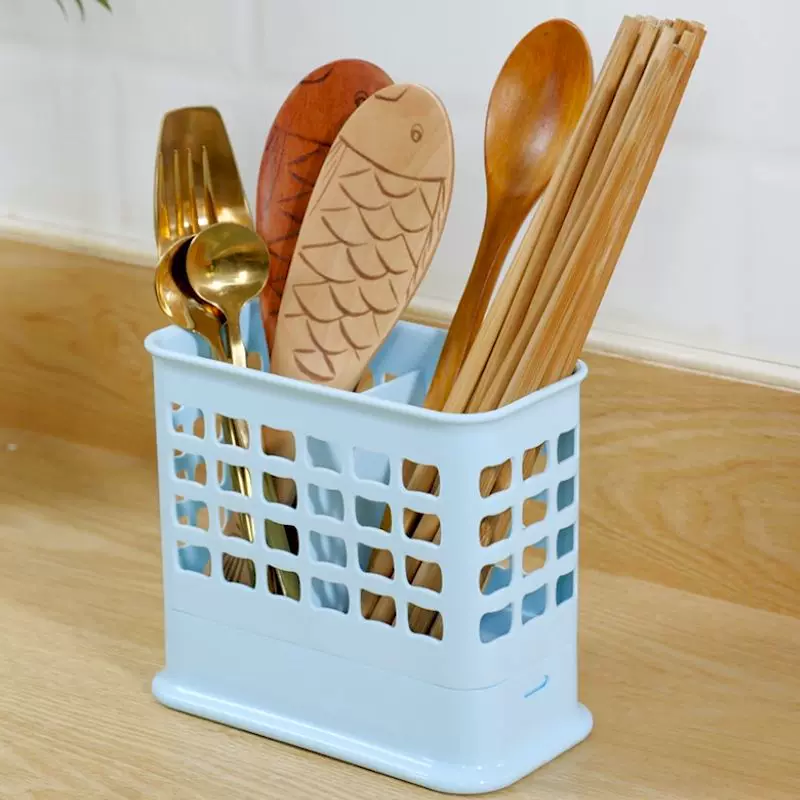 Square plastic tableware drying rack with chopsticks holder, hygienic home storage system