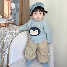 婴儿衣服冬季可爱毛绒针织衫洋气小女孩卡通动物加厚打底保暖毛衣