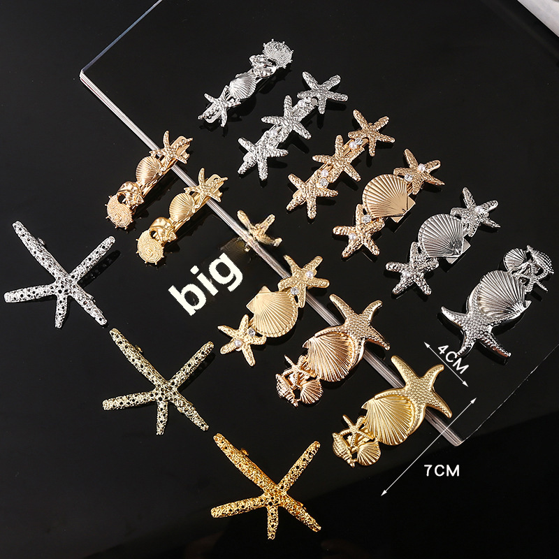 Marine haarclip met parels schelp en zeester met strass_voghion.com