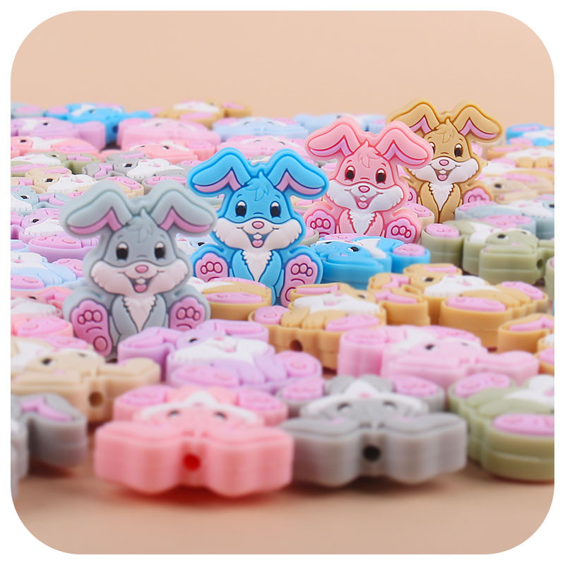 Suministros para bebés silicona conejo mordedor cuentas a granel mordedor cuentas DIY bebé molar pezón cadena pequeños accesorios