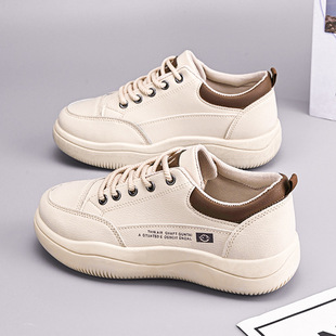 2025 Spring and Autumn New Leather White Shoes Women's Korean-style All-match Women's Shoes Comfortable Students Running sneaker Q820