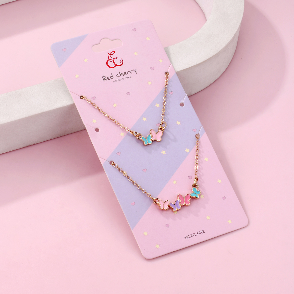 12g Weight Necklace Classification 1 Set Quantity Daily Occasion Alloy Material Butterfly Pattern Kid'S Gender Plating Design Cute, Sweet Style Cute Sweet Butterfly Alloy Plating Kid'S Necklace 1