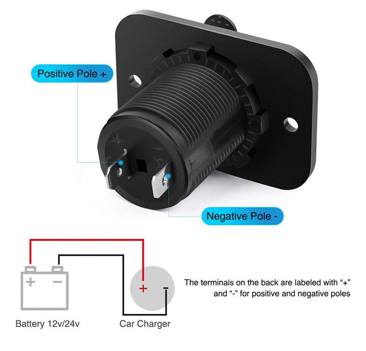 Car cigarette lighter socket DC 12V power socket motorcycle boat car RV modified accessories panel switch