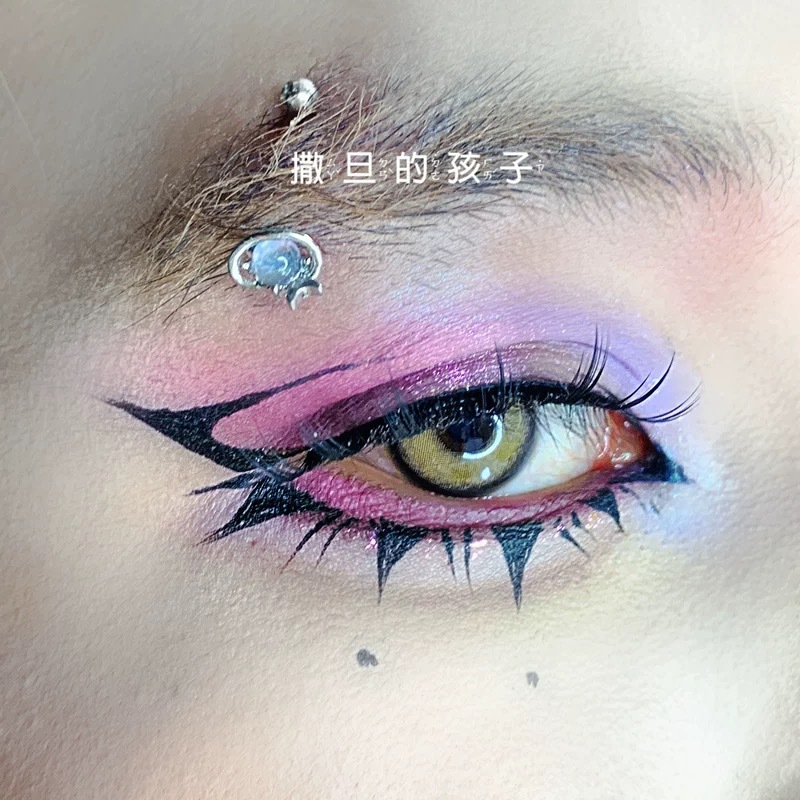 Satan's Child Eyebrow Barbell External Thread Moonstone Flash Eyebrow Ring Rock Lip Face Ear Bone Piercing Jewelry 316L Surgical Steel 12mm detail image 1