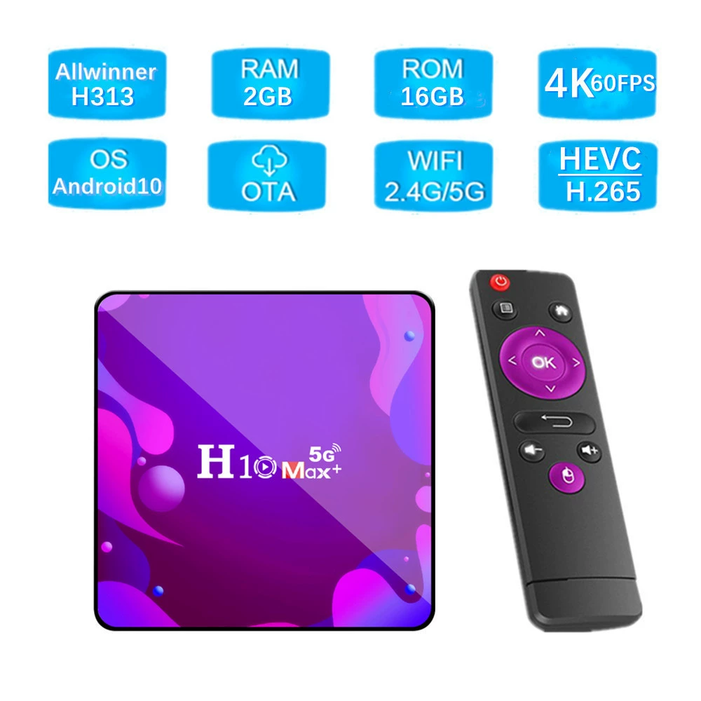 H10 Max+Интернет ТВ сет-топ бокс H313 4K HD ТВ Box двойной диапазон WIFI 2+16GB