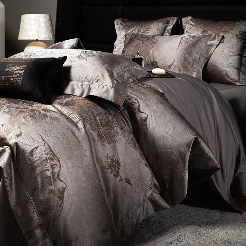 New Classy Accessible Luxury 100S Long-Staple Cotton Super Soft Gilt Gold Woven Four-Piece Set with High-Precision Brocade Embossed Jacquard