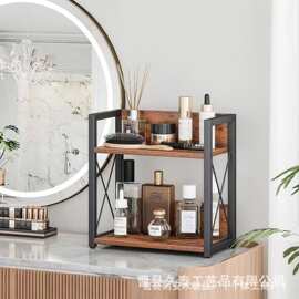 铁木双层置物架桌面收纳架化妆品厨房浴室整理架轻奢ins风储物架
