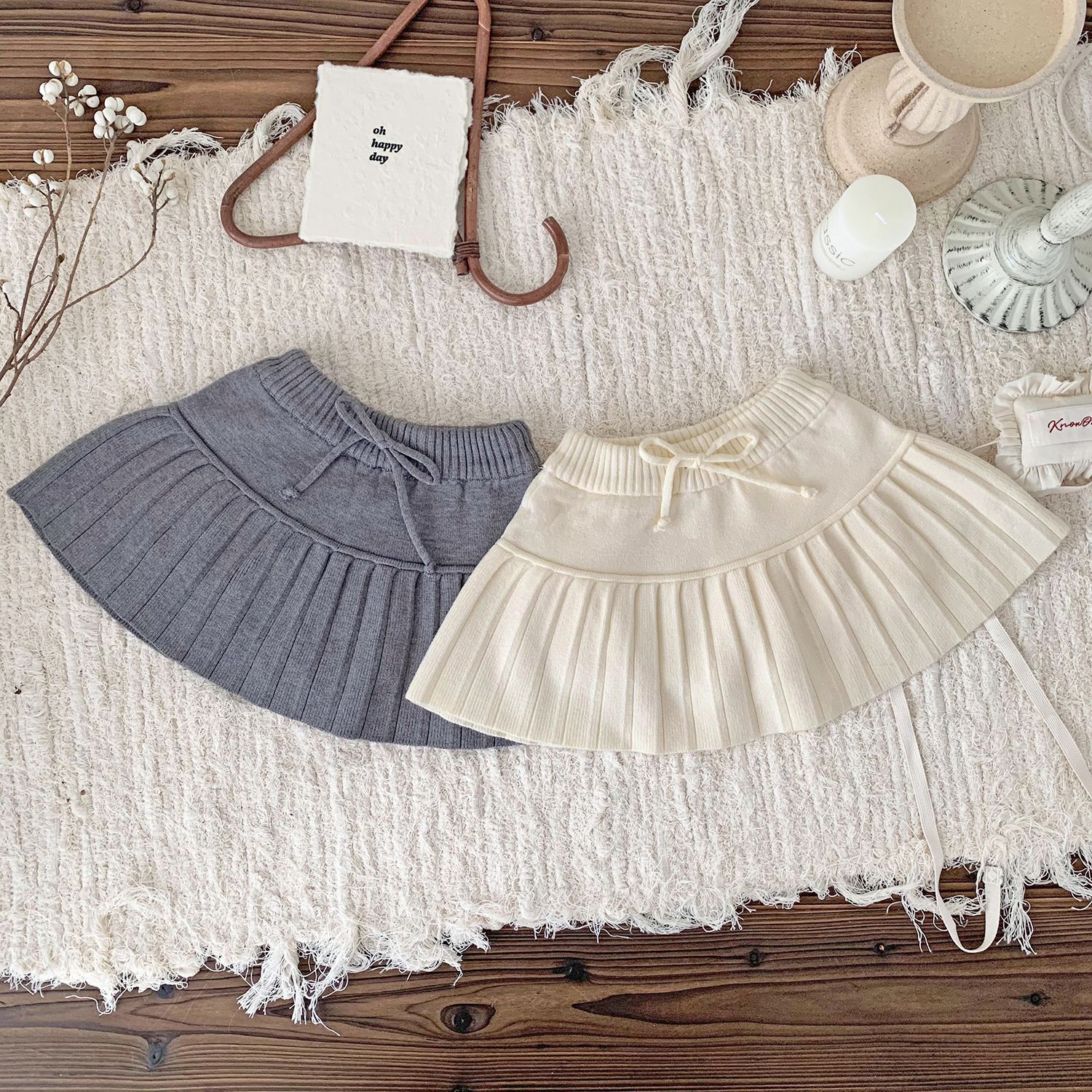 Cutemily Autumn/Winter Baby Girl Knitted Shorts Skirt Pleated Two-In-One Academy Style Ruffle Skirt Pants