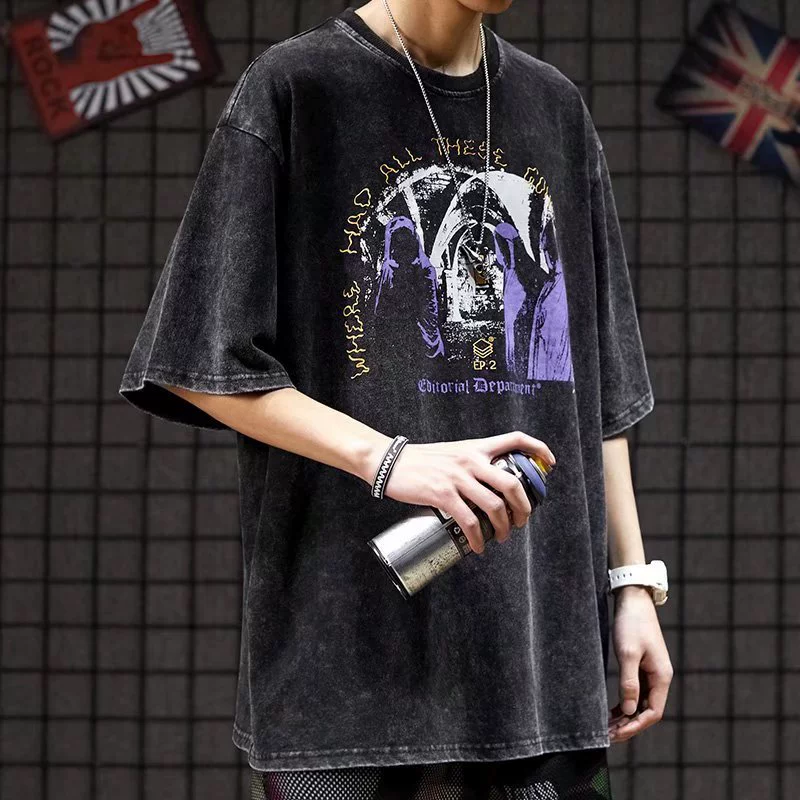 Уличный прилив Ретро хип-хоп американская одежда летом