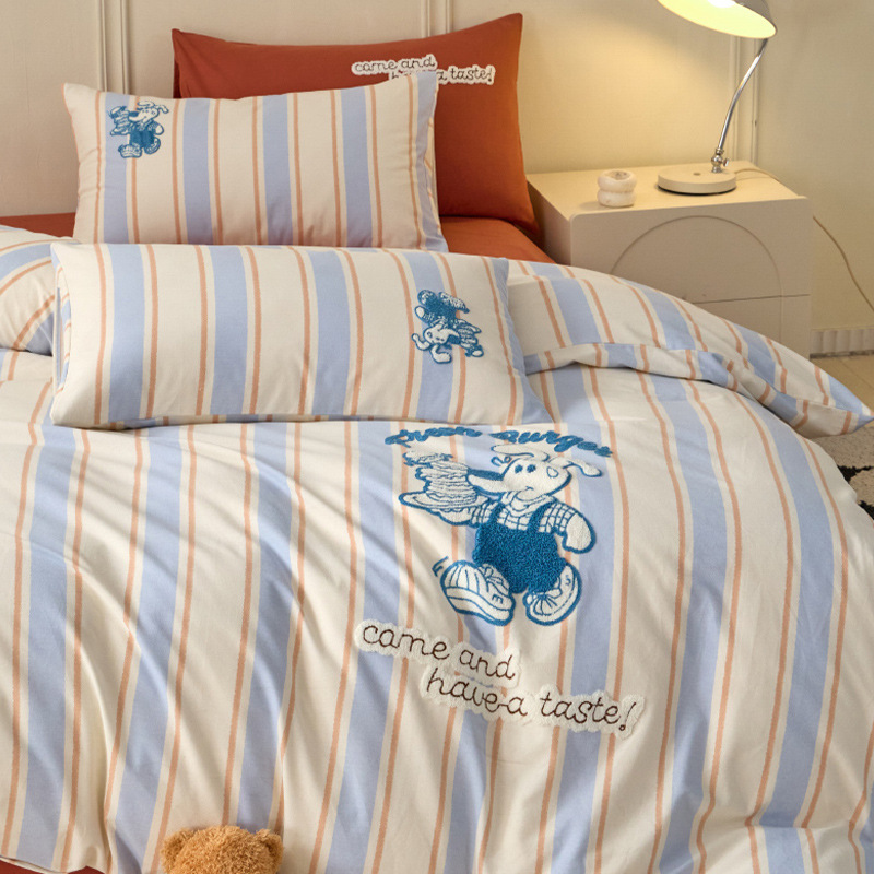 Cama de algodón grueso de clase A cuatro piezas de ropa de cama de invierno de algodón completo ropa de cama infantil cubierta de sábanas de tres piezas