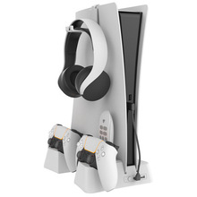 PS5数码版散热风扇底座P5触点式手柄双座充耳机手柄收纳架套装