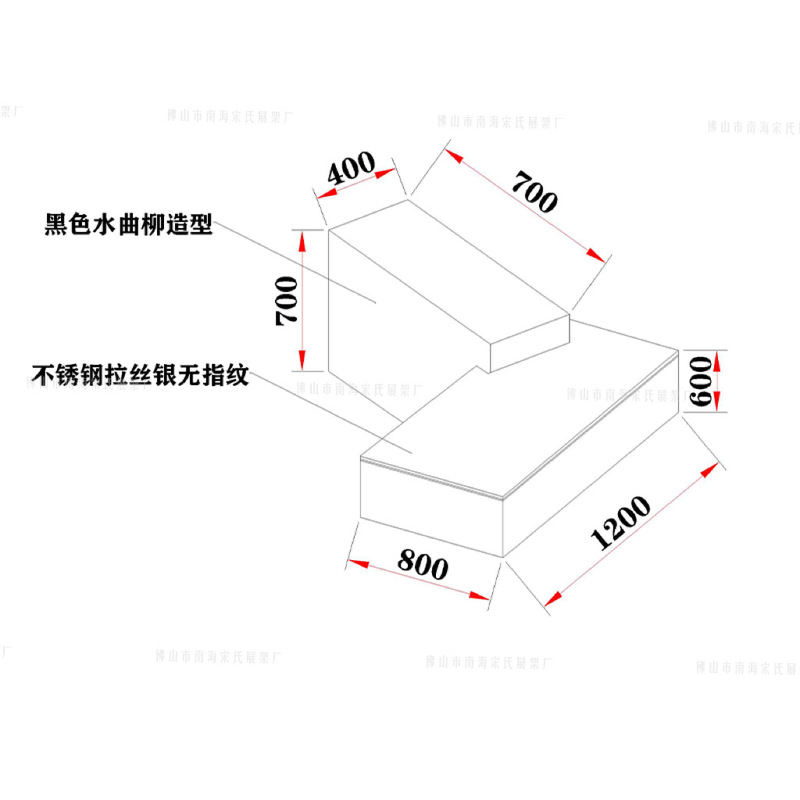 洋服店ステンレス中島台黒色陳列台展示棚多層展示棚伸線銀高低流し台|undefined