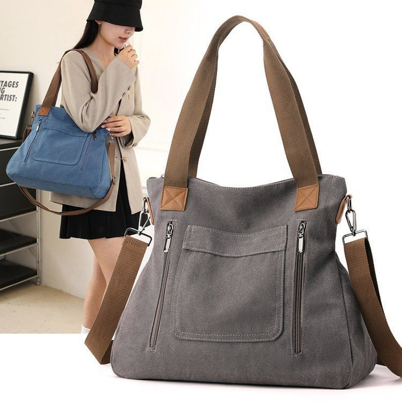 Casual Simple Shoulder Bag 2026 Spring New Large Capacity Women's Handbag Crossbody Bag Canvas Bag for Women