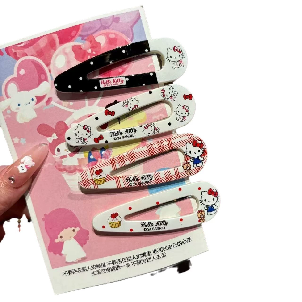 Заколка-капля (Sanrio) Hello Kitty, универсальная для чёлки, смешанные цвета, 7 см