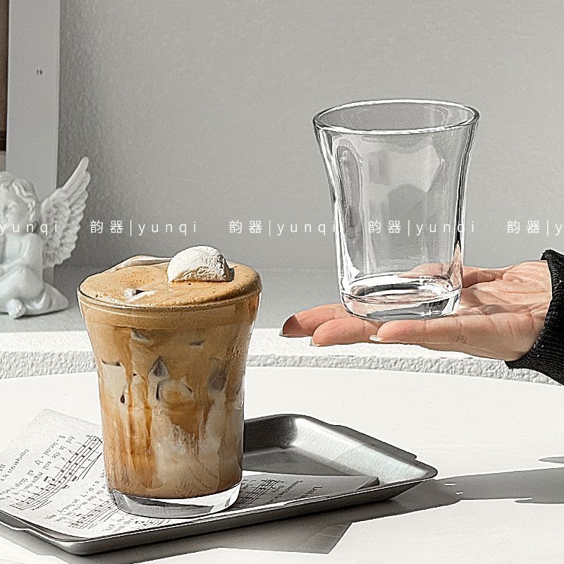 网红ins澳白杯玻璃冰美式拿铁摩卡咖啡杯意式复古拉花冷饮杯|undefined